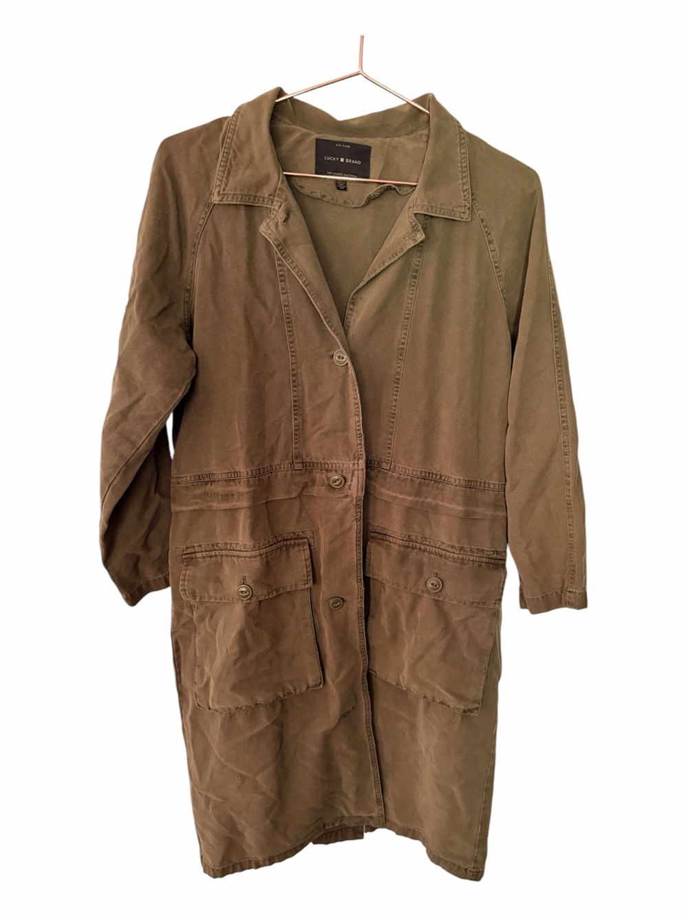 Lucky Brand Olive Utility Long Jacket